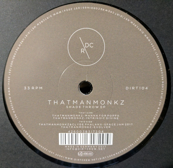 That Man Monkz - Shade Throw EP - Dirt Crew Recordings