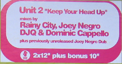 Unit 2 - Keep Your Head Up - Sole Music 2 x LP ( Sleeve only )