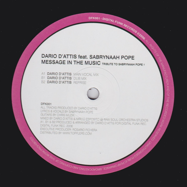 Dario D'Attis Feat. Sabrynaah Pope - Message In The Music - Digital Funk 1