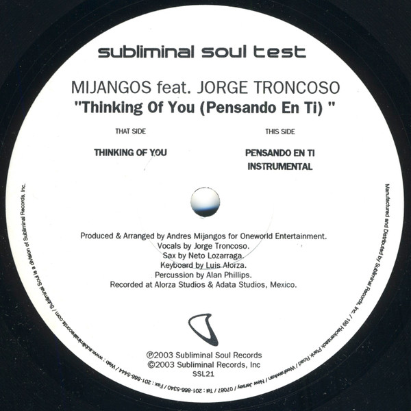 Andres Mijangos - Thinking Of You (Pensando En Ti) - Subliminal Soul