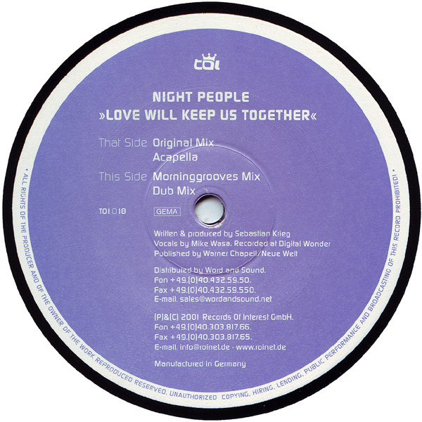 Night People - Love Will Keep Us Together - Tracks Of Interest