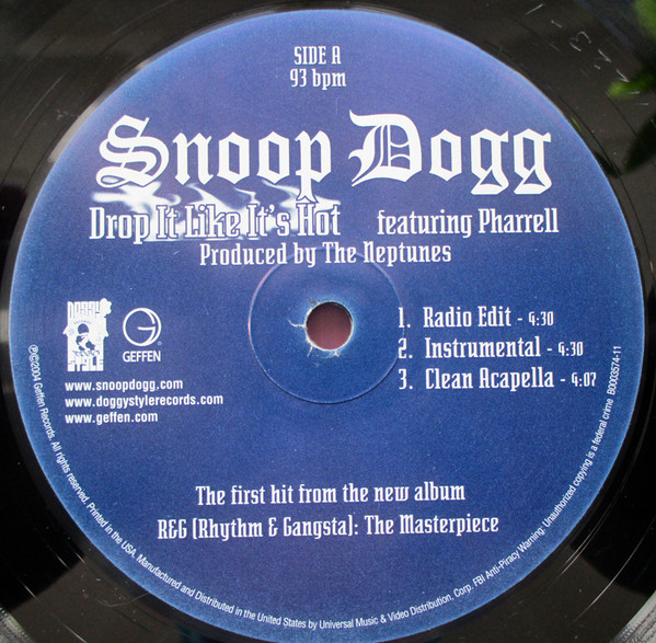 Snoop Dogg Featuring Pharrell Williams - Drop It Like It's Hot - Geffen Records